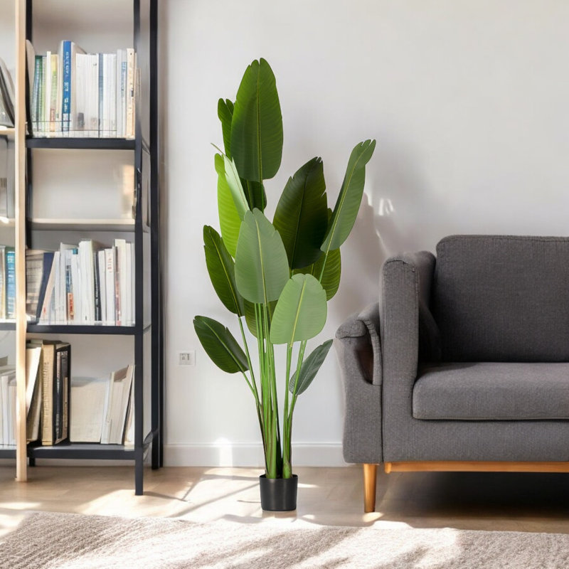 Arbre artificiel oiseau de paradis en pot de plastique, H 72 po x l 32 po x P 32 po