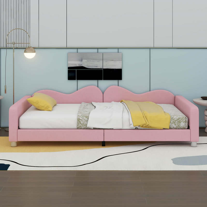  Canapé en tissu Sherpa de Tamaurice avec dossier en forme de nuage, Lit simple, Rose