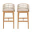 Tabouret de bar en bois et corde Laguna, ensemble de 2