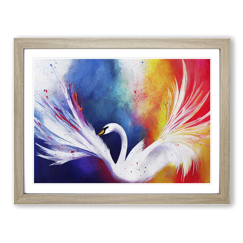 Swan Splash Vol.7 Abstract - Single Picture Frame Print, 46cm H x 64cm W x 2cm D, Oak Framed