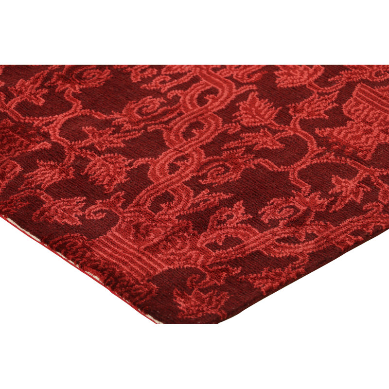 Rug & Kilim’S European Style Rug In Burgundy With Floral Patterns, Retangle 37' x 40'