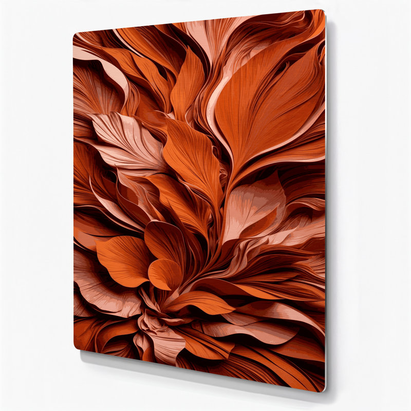 Abstrait floral rouge 96, art mural en métal, H 16 po x l 20 po