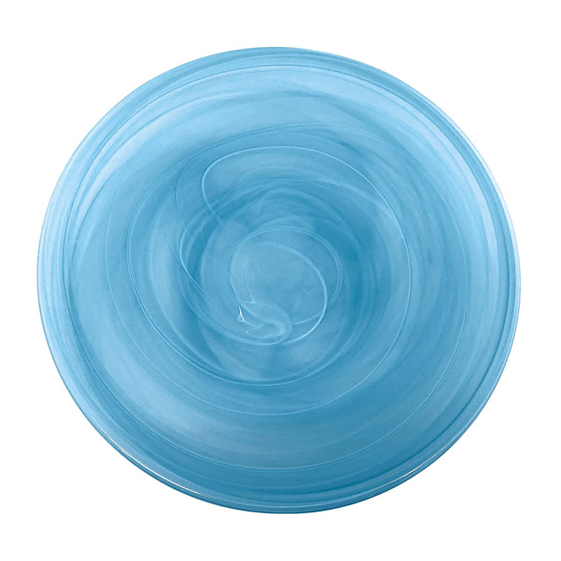Alabaster Round Glass Platter, Aqua