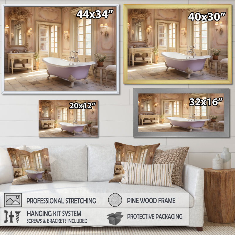 Elegant Bathroom Harmony - Art mural de salle de bain, H 12 po x l 20 po x P 1 po