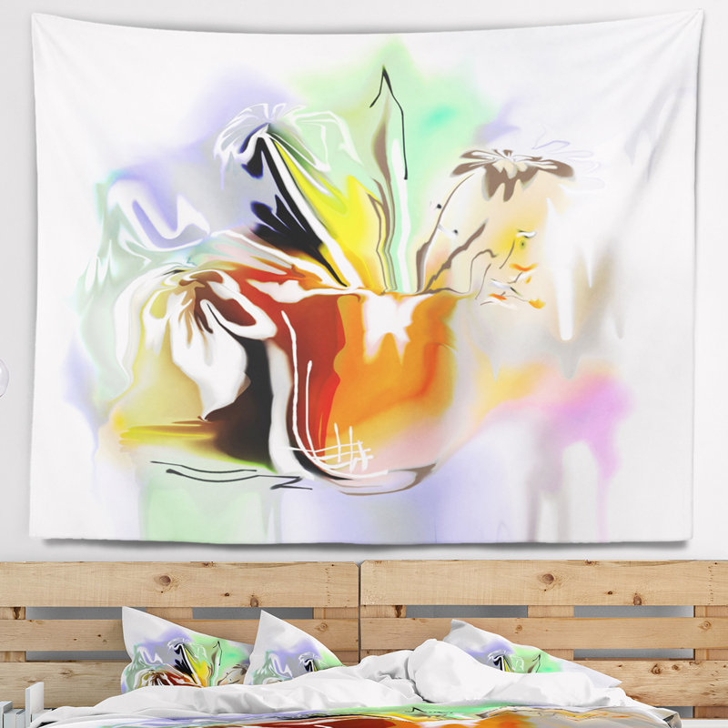 Bouquet de fleurs tapisserie abstraites floral, H 32 po x l 39 po