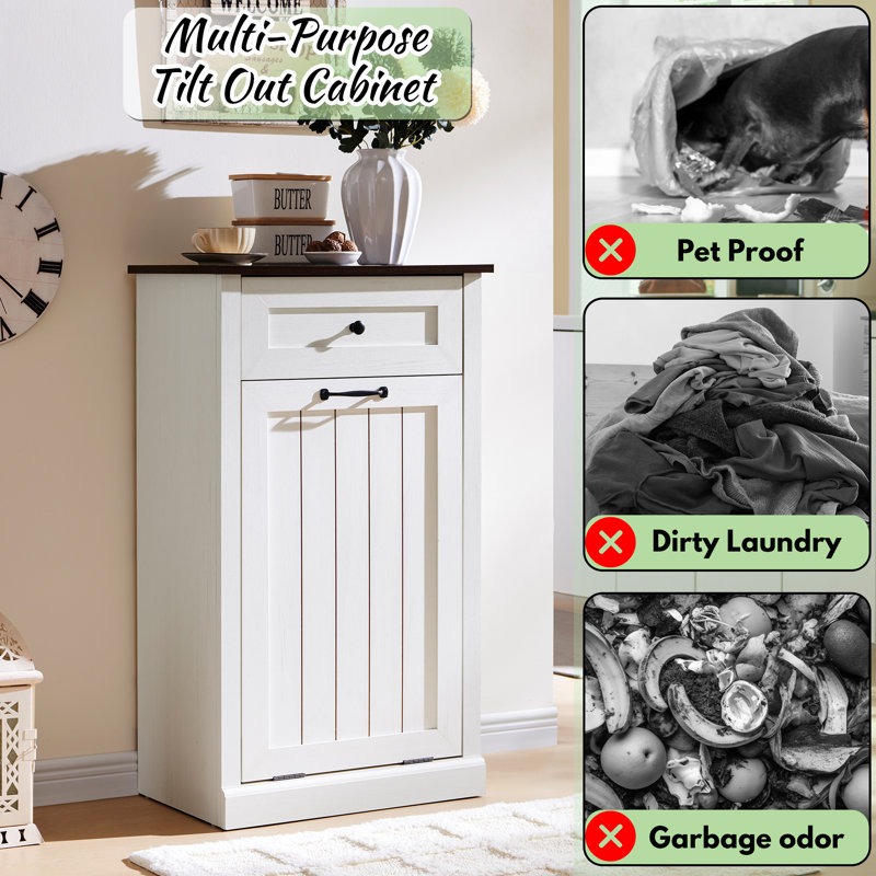 Armoire à paniers à linge inclinable Ahart, H 35,8 po x l 21,4 po x P 13 po, Blanc