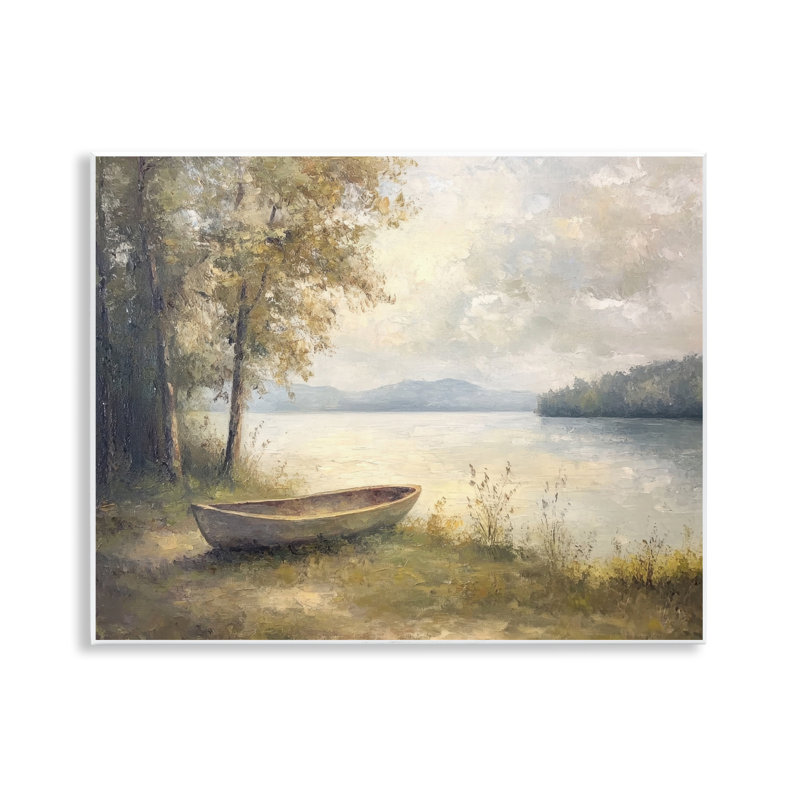Bateau au bord du lac, plaque murale, design par Petal Prints Design