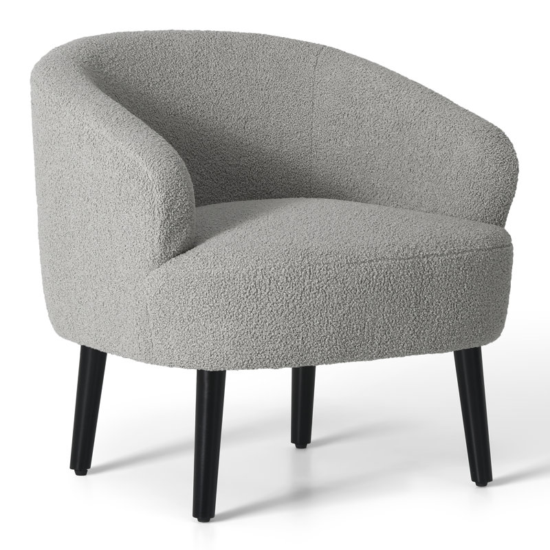 Bayville 29'' Wide Barrel Chair, Light Gray Polyester Blend