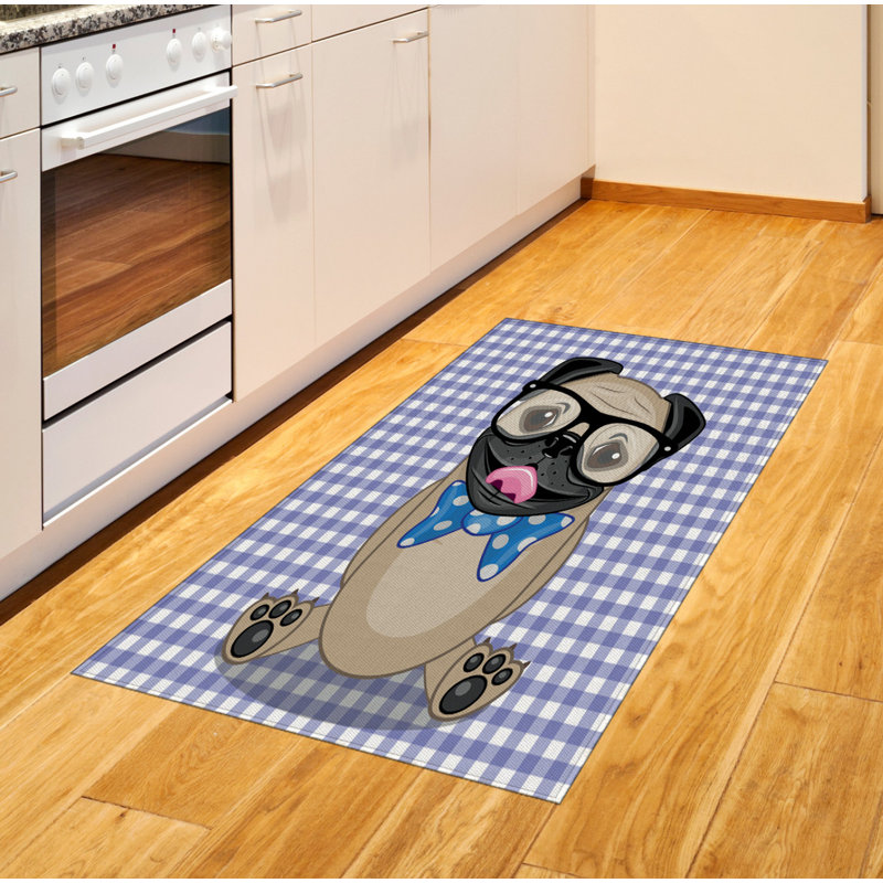 Pug High Density Long Fiber Poly Threads Decorative Area Rug Carpet, Rectangle 2'7" x 5'
