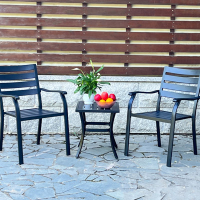 Black Outdoor Bistro Metal Chairs, A Of 2 For Terrace And Garden Areas. Frame With Ecoating, Rust - , Smooth Surface All Weather Gardens Terraces. Heavy Duty Iron Frame, Ecoating Prevention, Fine