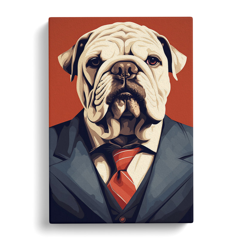 British Bulldog Minimalism No.2 - Wrapped Canvas, 50cm H x 35cm W x 3cm D