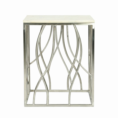 Square End Table With Stainless Steel Base
