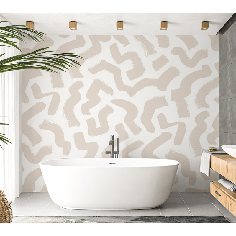 Murale abstraite pelez et collez - formes organiques beiges, L 41 po x l 57 po