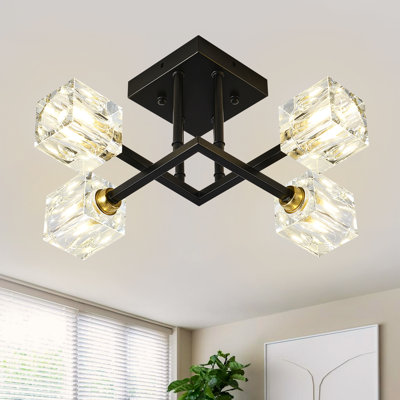 Plafonnier luxueux moderne en cristal 17 po  