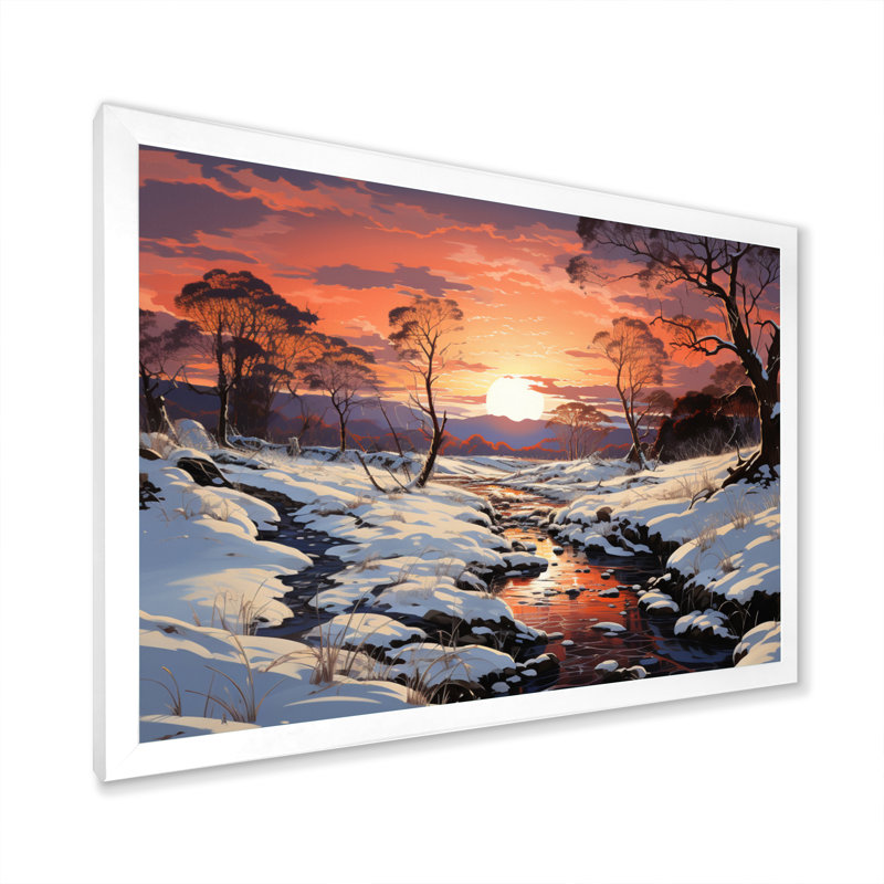 «Winter Winter Dusk», impression d'art sur toile, Cadre simple blanc, H 16 po x l 32 po x P 1 po