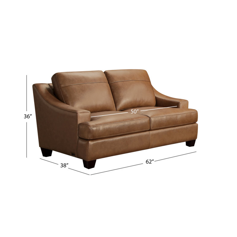 Causeuse 62,5 po, Cuir véritable chameau