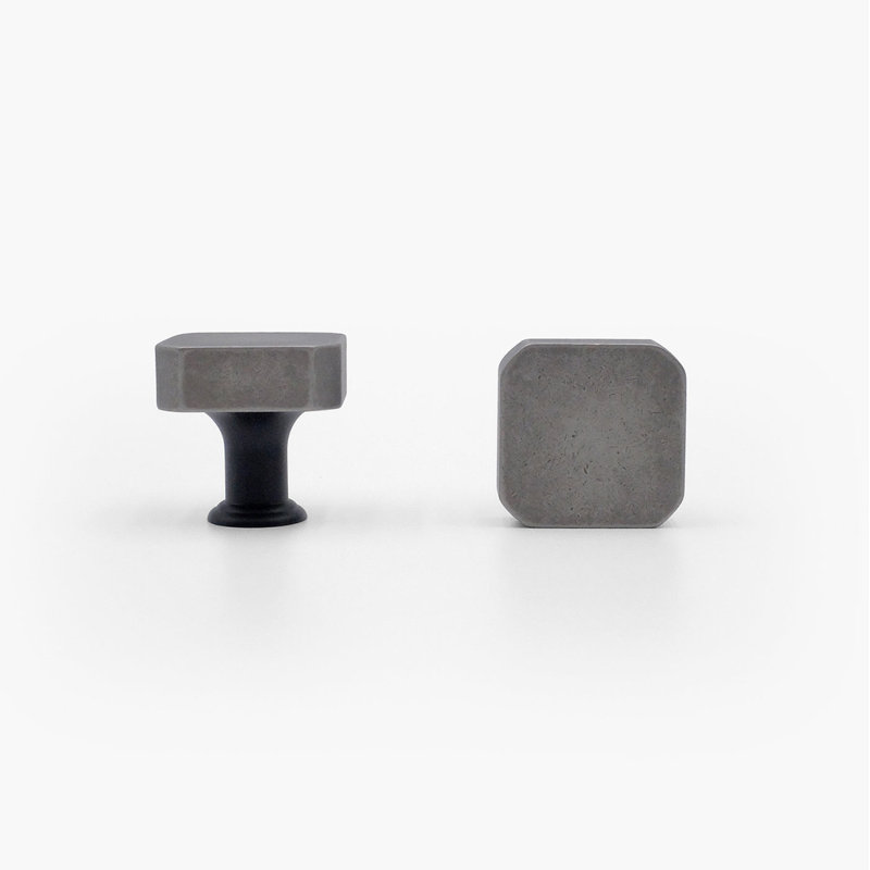 Mod Square Knob, Matte Black/Weathered Nickel