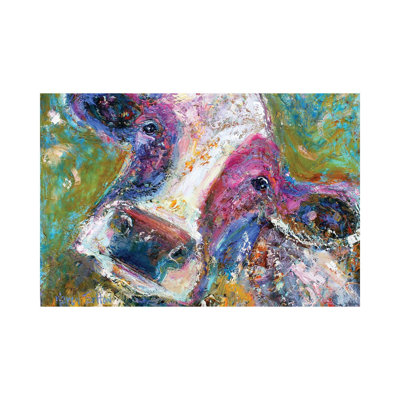 Colorful Cow II 1 Piece Wrapped Canvas Painting