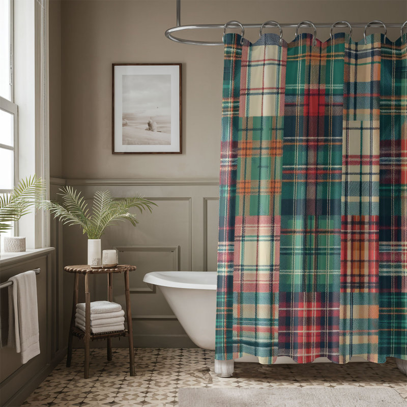 Rideau de douche standard 1 pièce Timeless Check Grids, H 74 po x l 71 po