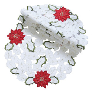 Samsel Polyester Embroidered Round Doily (Set of 4)