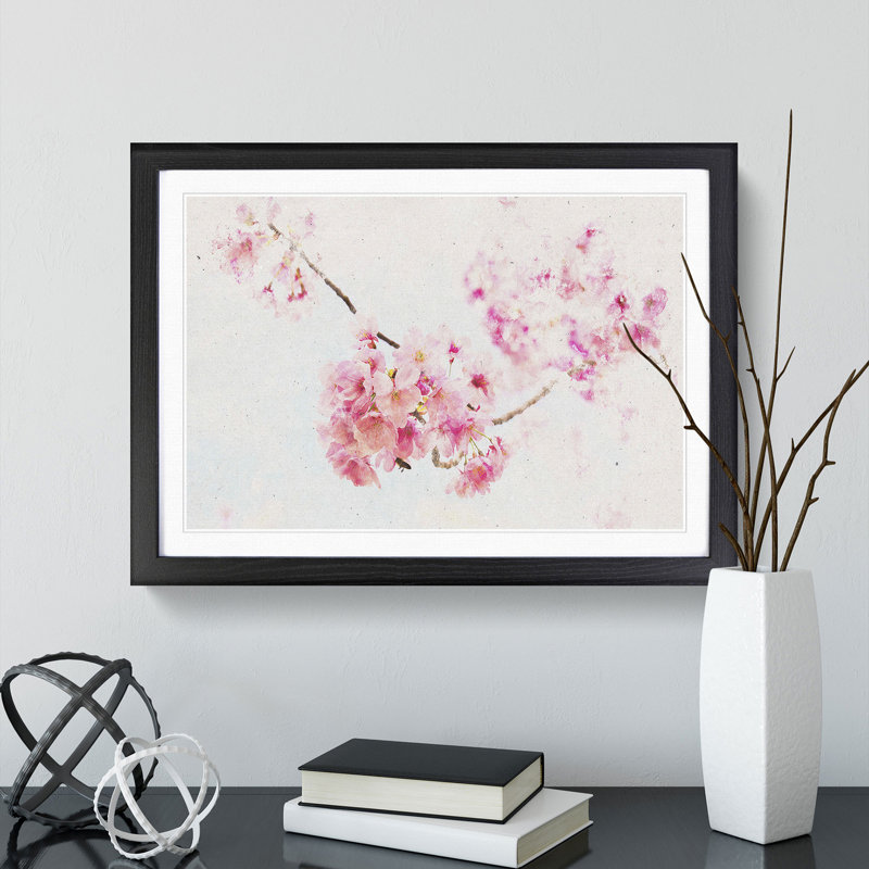 Pink Sakura Blossom Tree in Bloom - Picture Frame Graphic Art Print, Black Framed, 24cm H x 33cm W x 2cm D