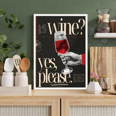 Z Studio Wine Love Wall Art Aesthetic Wine Poster for Kitchen Wall Decor Drink Art Printing for Bar 12x16 inch, BLACK FRAMED