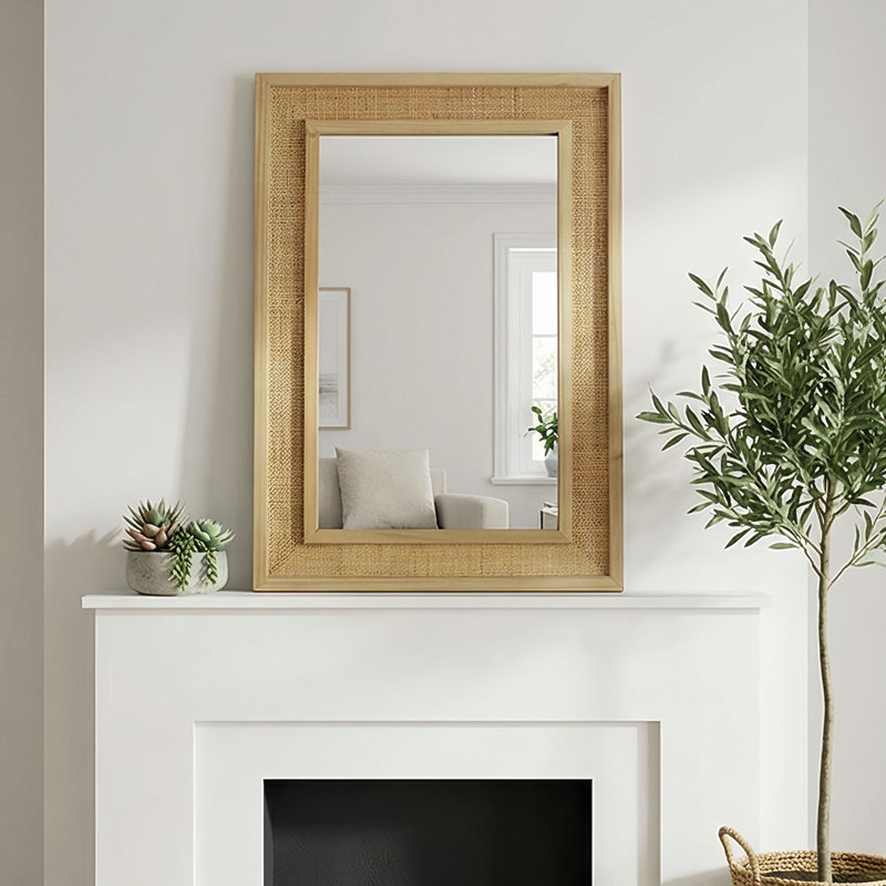 Miroir décoratif 24 po x 36 po en rotin, Natural Wood