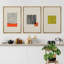 «Geometric Line Minimalist Abstract Lines Yellow Organic Modern Boho», reproduction d'art encadrée sur toile 3 pièces-417358204-417358205