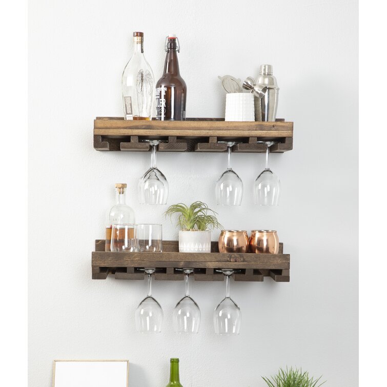 Union Rustic Barnsdall Solid Wood Wall Mounted Wine Glass Rack & Reviews
