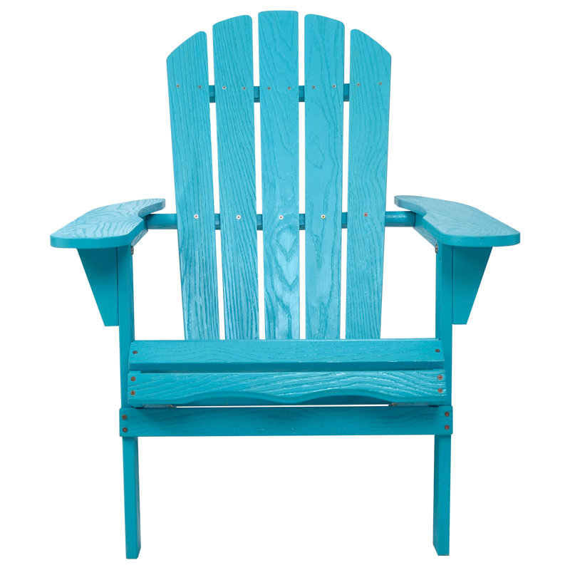 Chaise Adirondack pliante en bois embossé pour l'extérieur avec dossier et siège pré-assemblés, chaise de patio en bois pour terrasse de jardin avec foyer et grain de bois