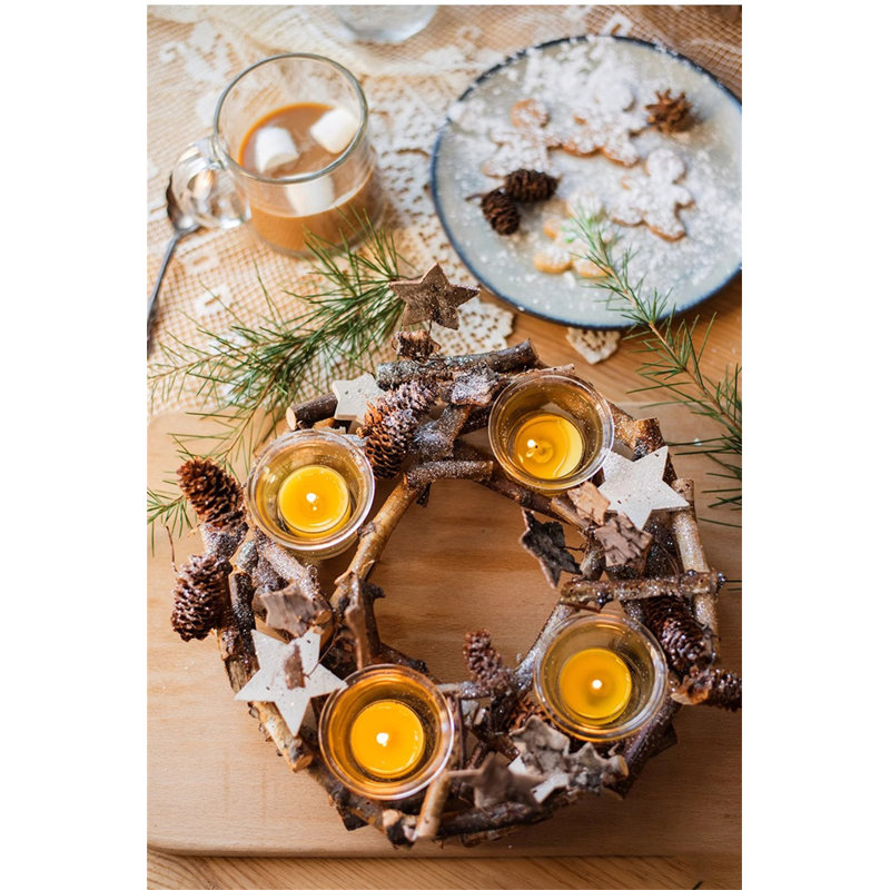Chandelle de table en bois H 6,3 po