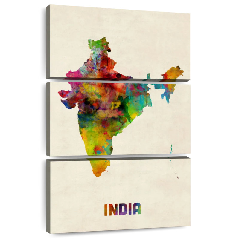Carte d'aquarelle Aliaz, Inde I, H 74 po x l 48 po