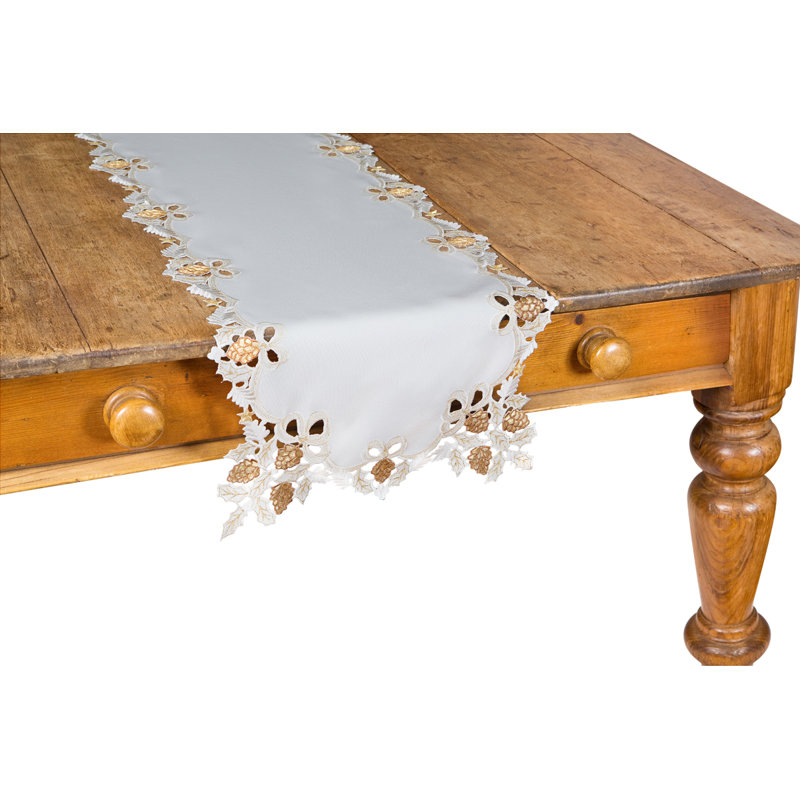 Gilded Pines Embroidered Cutwork Christmas Table Runner, 54" L x 15" W