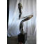 Grande sculpture en marbre à spirale abstraite en acier inoxydable 66 po x 45 po x H 98 po