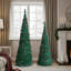 Paquet de 2 arbres de Noël artificiels, 6 pi et 5 pi, PVC vert avec boules rouges, décoration de Noël pour la maison ou le bureau