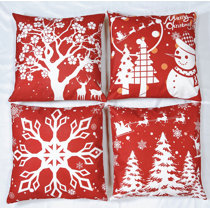  Christmas Pillow Covers 18x18 Christmas Throw Pillow Covers  Cotton Linen Christmas Decorations Set of 4 for Farmhouse Home Decor :  Everything Else