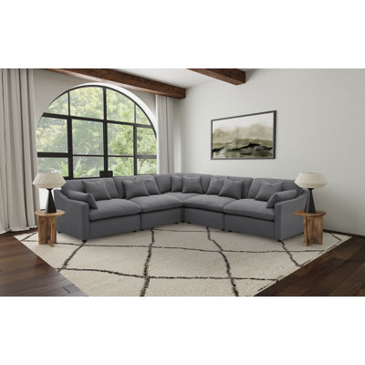 Garst 5-piece Upholstered Modular Sectional Sofa Charcoal
