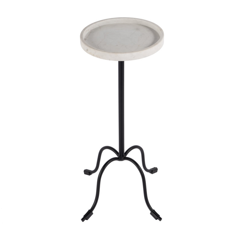 Esmeray 10 in. W Round Marble and Iron Side Table