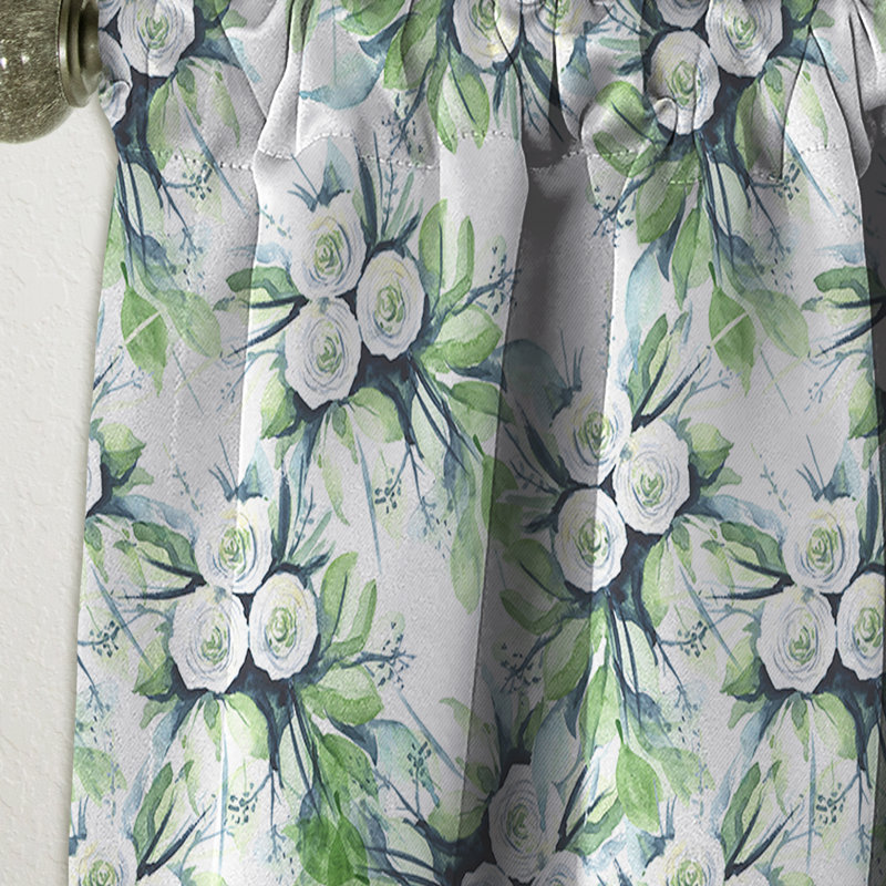 Elegant White Roses Bridesmaid's Bouquet - Floral Blackout Curtain Single Panel, 52" W x 90" L