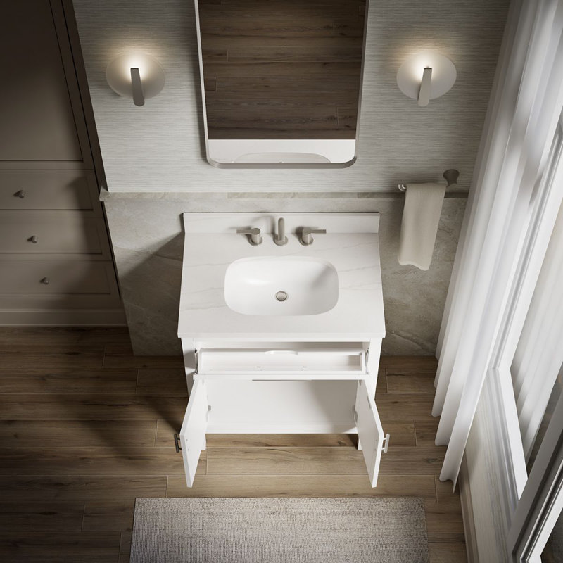 31" Single Bathroom Vanity Set, White, White, 31"