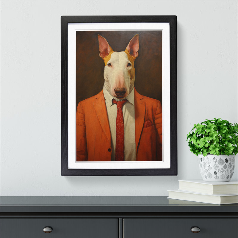 XYZ-FRM-V1223-647 English Bull Terrier Contemporary - Single Picture Frame Print on Wood, Black, 46cm H x 34cm W x 2cm D