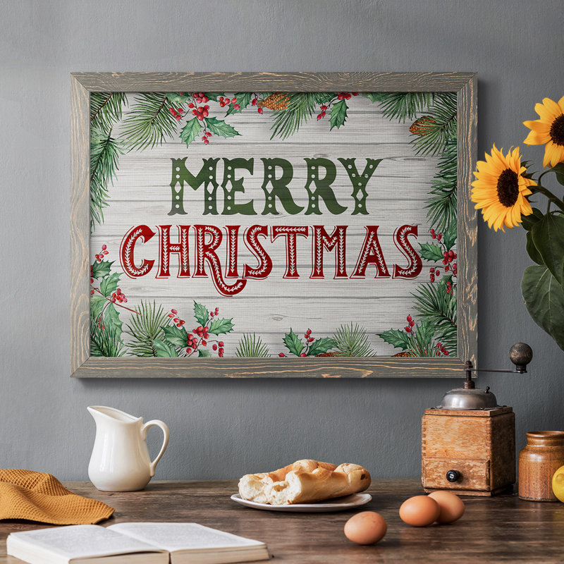 Verdure de Noël encadrée sur toile, H 14 po x l 20 po x P 1,5 po, Noir