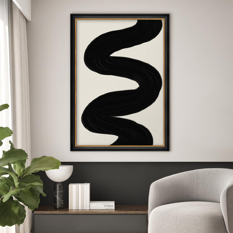 Abstrait noir et blanc, coups de pinceau, illustrations modernes, impressionnisme, art mural, Non