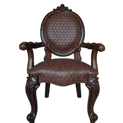 Chaise avec accoudoirs en cerisier brun 2, avec rembourrage élégant et confortable 2 pièces, avec garniture décorative