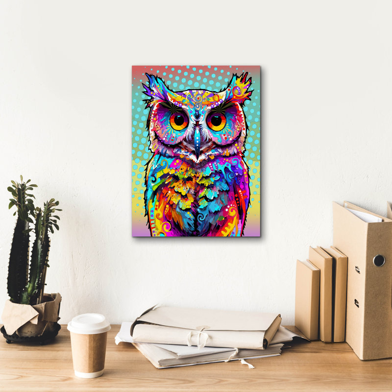 «Dignity Owl» par Dean Russo, art mural sur toile, H 16 po x l 12 po