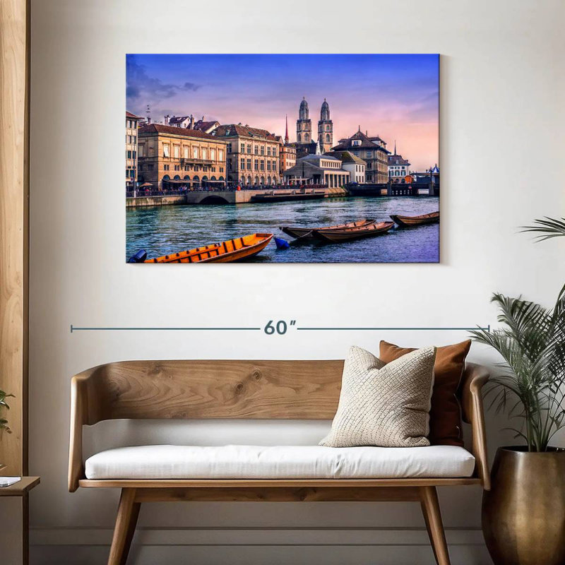 Sireci Zurich Along Limmat River, 30" H x 45" W