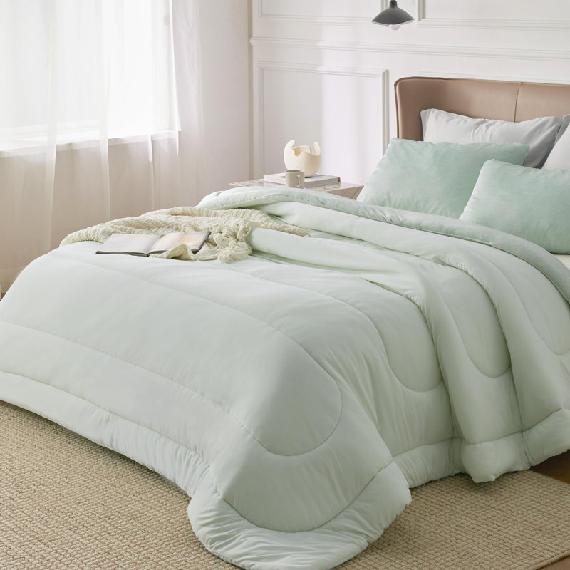 Bedsure Cooling And Warm Bed Set, Full Comforter with 2 Pillowcases, Dark Gray - Reversible