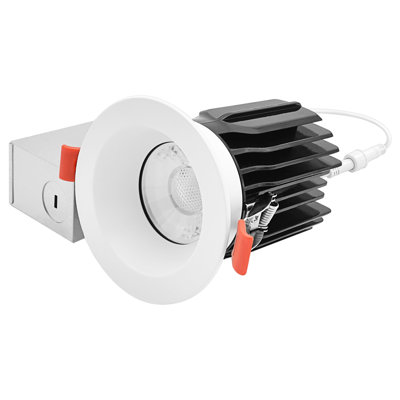 LuxRITE 3 po Projecteur à DEL sans cadre régressé + garniture ronde blanche, 5CCT, Twist N 'Lock, 15 W, 1250LM, CRI90, à intensité variable, faisceau de 60 °, IC et ETL coté Wet
