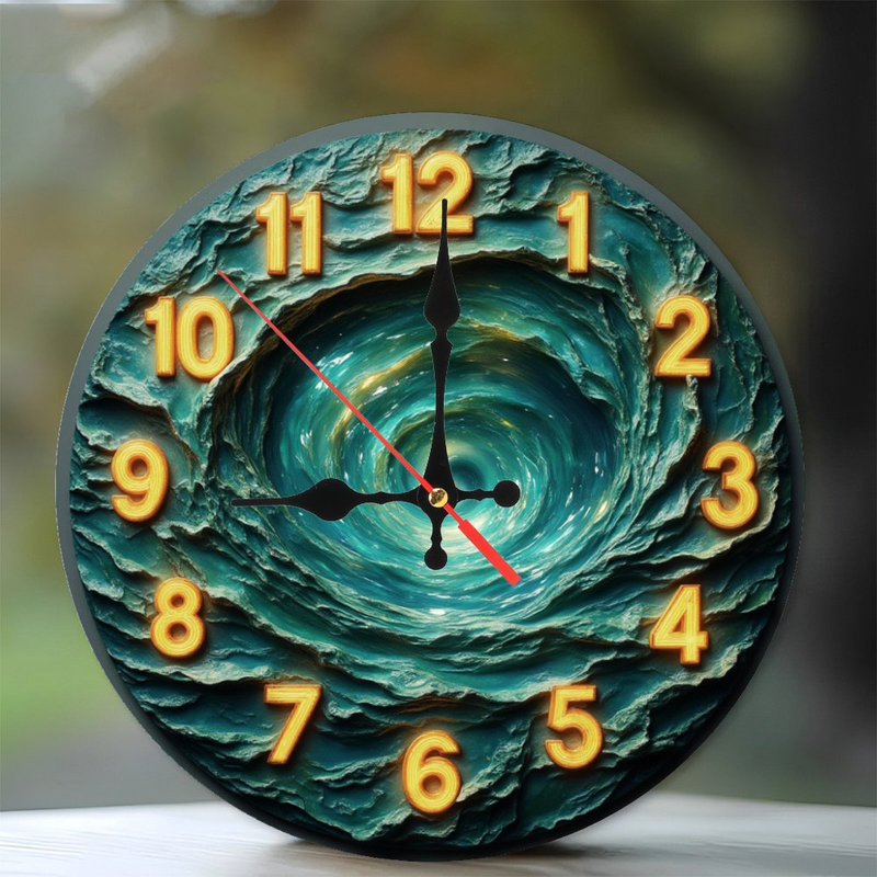 Horloge sur un portail tourbillonnant