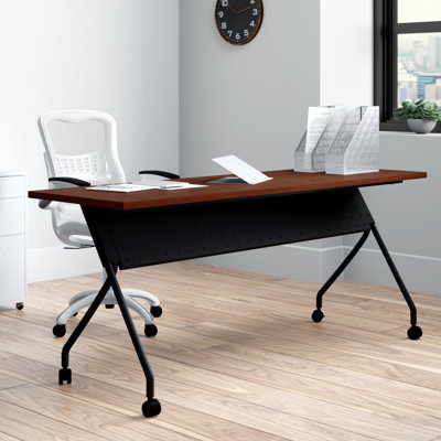 Rectangle 6 Person Flip Top Training Table with Casters and Modesty Panel